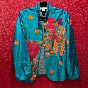 Anü By Natural aqua floral jacket. Size small